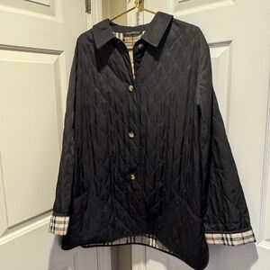 Classic Black Burberry Quilted Women's Jacket XL